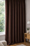 Linen Look Blackout Light-Proof Extra Foam Single Panel Living Room Background Curtain Bitter Brown - 3
