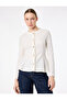 Slim Fit Gem Button Detailed Long Sleeve Crew Neck Floral Textured Cardigan - 2