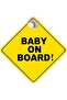 2 Pack Baby on Board Car Sign with Suction Cup for Car Rear Window 12x12cm Reflective Yellow - 5