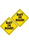 2 Pack Baby on Board Car Sign with Suction Cup for Car Rear Window 12x12cm Reflective Yellow