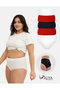 Women's Oversize Panties, Plus Size, Cotton High Waist Underwear - Red Variant