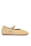 , Women's Genuine Leather Ballerinas 1611062Z4037 Beige - 3