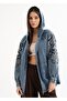 Women's Stone Embroidered Embroidered Long Sleeve Cotton Denim Jacket - 6