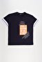 Boy's Comfort Fit Navy Blue T-Shirt with Prints and Accessories - 2