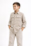 5-16 Years Old Boy's Beige Linen Viscose Shirt-13/14 Y