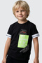 Boy's Comfort Fit Black T-Shirt with Prints and Accessories