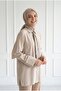 Adıgül Hidden Patchwork Scarf Sleeve Cuff Tunic-Şa1192 Stone