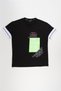 Boy's Comfort Fit Black T-Shirt with Prints and Accessories - 2