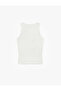 Cotton Slim Fit Sleeveless Crew Neck Stone Detailed Heart Blouse - 4