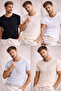 Men's Regular Fit Short Sleeve Dirty Collar Basic T-Shirt 90% Cotton - 3