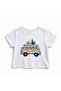 2-6 Years Old Girl's Floral Minibus Printed White T-Shirt-5 Y - 2
