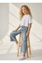 Girl's Stone Detailed Wide Leg Jeans High Waist - 4