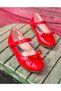 Thin Bow Detailed Girls' Ballerinas, Red, White, Black Ballerinas - 3