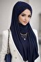 Navy Blue Lace Gathered Ready Shawl