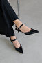 Melvin Women's Heeled Wrinkled Leather Shoes Black