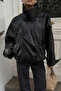 New Season Oversize Zr High Collar Women's Leather Jacket - 7