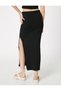 Midi Skirt Slit Ribbed Viscose Blend Normal Waist - 4