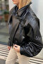 New Season Oversize Zr High Collar Women's Leather Jacket - 4
