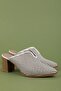 Women's Genuine Leather Mid-Heel Slippers Shhn.116 White - 3