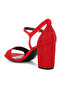 Women Rhinestones Embellished Sandals in Red - 4