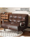 3-in-1 Waxed Oil Leather Sofa with Adjustable Positions, Converts to Sofa Bed & Leisure Lounger - 4