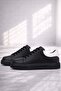 Black Leather Laced Lightweight Black Sole Children's Sports Shoes