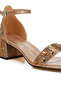 Women Rhinestone Embellished Shimmer Sandals in Bronze - 5