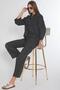 Boydan Buttoned Linen Woven Black Striped Neck Paddy Set 88-117 - 4