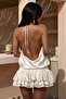 Women's Backless Skirt with Flounces Satin Dress - 3