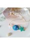 Blue Green White Starfish Seashell Oyster Handmade Polymer Clay Bracelet with Pearl Detail - 3