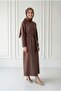 Amine Sleeve Label Detailed Dress-Eu2400 Milky Coffee