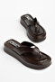 Women's Brown Leather Flip-Flops Casual Comfortable Sandals - 3