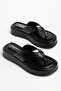 Women's Black Leather Flip-Flop Casual Comfortable Sandals