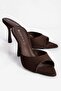 Women's Suede Stiletto Pointed Toe Open Heeled Slippers Cedra Brown - 2
