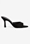 Women's Suede Stiletto Pointed Toe Front and Back Open Heeled Slippers Cedra Black - 3
