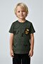 Boy's Printed Comfort Fit Khaki T-Shirt for Ages 2-7