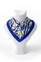 Lemon Garden Satin Scarf - Navy Blue