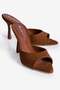 Women's Suede Stiletto Pointed Toe Open Heeled Slippers Cedra Tan - 2