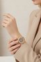 Style Pearl/Gold Luxury Watch, Black Zirconia Stone Steel Watch