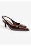 Women's Stiletto Pointed Toe Buckle Open Back Heeled Shoes Vira Brown - 5