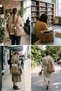 Waxed Canvas Genuine Leather Detailed Tote Bag - Water-Resistant Daily Women's Shoulder Bag – Darwin - 4