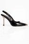 Women's Stiletto Pointed Toe Metal Toe Detail Open Back Heeled Shoes Violeta Black - 3
