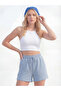 Women's Blue Shorts Modal Fabric Lace-Up Double Pockets - 2