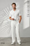 Men's Ottoman Fabric Short Sleeve Polo Collar T-Shirt with Pockets and Elastic Waist Tie-Up Pants Set - 3