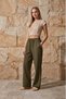 Khaki Muslin Palazzo Pants 100% Organic Cotton - 4