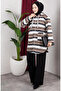 Patterned Hooded Plush Cardigan 2062-09 Brown - 2