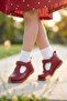 Genuine Leather Velcro Orthopedic İlkadım Shoes Red Cv-473 - 3