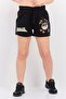 Women Panda Print Drawstrings Basic Shorts, Black