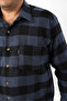 Plus Size Black-Indigo Plaid Fleece Lumberjack Men's Shirt (Btl-7117-Tss) - 3