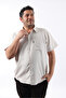 Short Sleeve Beige-White Honeycomb Patterned Cotton Men's Shirt Kk-8052-Tss - 5